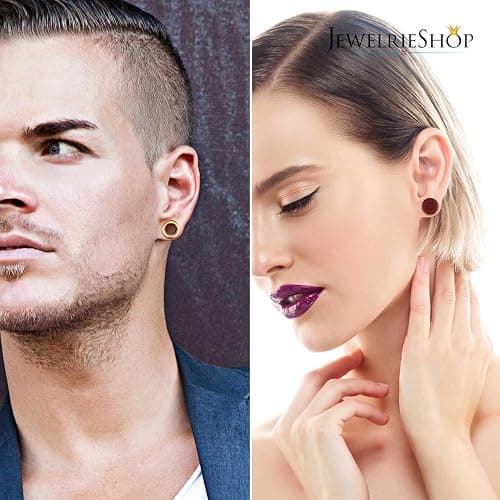 JEWELRIESHOP Stainless Steel Double Flared Tunnels Wood Plug Ear Gauges Earrings Saddle Plugs and Tunnels for Ears (0g,00g,8mm,10mm,6 Pairs) thumbnail 4