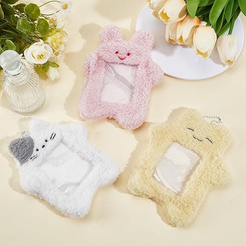 NICENEEDED 3 Porte Photocartes K Pop Porte Cartes Photo en Peluche avec Pendentif Porte Clés Étui de Protection pour Carte D'Identité en Forme d'animal Mignon thumbnail 2