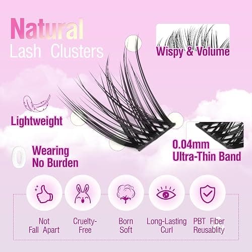 Cluster Lashes Kit Wispy Eyelashes Individual Kit Natural Individual Eyelashes 8-16mm Lash Clusters CD Curl Lash Extension Kit 144pcs False Eyelashes with Bond and Seal Lash Glue by Vanssymunlin thumbnail 3