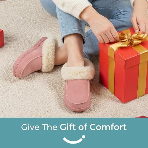 HomeTop Women's Comfy Moccasin Style Memory Foam Slip on Slippers Soft Microsuede Clog House Shoes with Luxury Fuzzy Fur Collar thumbnail 6