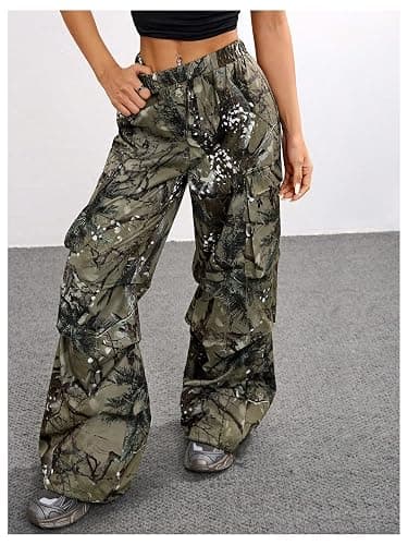 SOLY HUX Girl's Cargo Pants Camo Print Elastic Waist Straight Leg Baggy Streetwear Pants with Pockets thumbnail 5