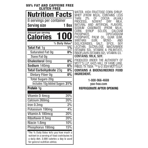 Yoo-hoo Cookies and Cream Flavored Drink, 6.5 fl oz Boxes, 32 Count (4 Packs of 8), Ready to Drink, Caffeine-Free, 99% Fat-Free, High in Calcium & Vitamin D thumbnail 3