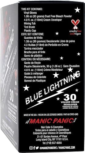 MANIC PANIC Blue Lightning Hair Bleach Kit - 30 Volume Developer + Bleach Powder Hair Lightener Lifts up to Five Levels And Eliminates Orange Tones - Vegan And Cruelty Free thumbnail 3