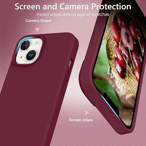 GUAGUA Case for iPhone 14 6.1-inch Liquid Silicone Soft Gel Rubber Slim Thin Microfiber Lining Cushion Texture Cover Shockproof Protective Cases for iPhone 14 2022 Burgundy thumbnail 5