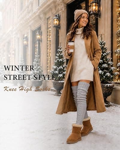 Pcavin Women's Thigh High Socks, Extra Long Over the Knee Boot Leg Warmers | Cable Knit Texture, Warm Thick Knit, Over Knee Length, Winter Boot Socks, Soft Leg Warmers, Sweater Stockings thumbnail 5