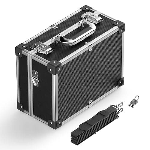 Mallette en PVC 32x23x16cm Verrouillable Bords renforcés Cadre en Aluminium Valise de rangement Outils DVD Box - Image 1