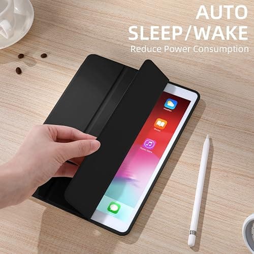 Akkerds Case Compatible with iPad 10.2 Inch 2021/2020/2019, for iPad 9th/8th/7th Generation Case with Pencil Holder, Protective with Soft TPU Back, Auto Sleep/Wake Cover, Black thumbnail 8