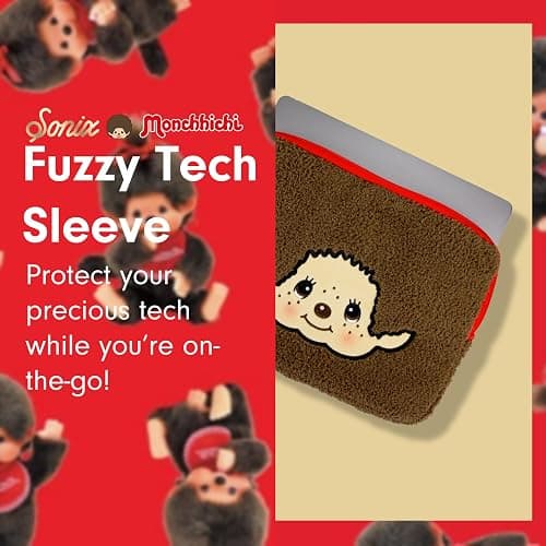 Sonix x Monchhichi Plush Tech Sleeve | 14 inch Fuzzy Laptop and Tablet Carrying Case Cover, Protective Travel Bag | 13" - 14" | Monchhichi Boy thumbnail 7