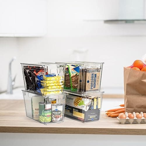 ClearSpace Modern Plastic Storage Bins with Lids – Perfect Kitchen Organization or Pantry Fridge Organizer, 4 Pack, 12.5" x 6" x 7", 9L Capacity Each, BPA Free, Stackable thumbnail 8