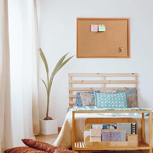 Cork Bulletin Board for Wall - 24” x 18” Bulletin Board Cork Board Wall Mounted Wood Frame Message Board pin Board for School,Office and Home thumbnail 6