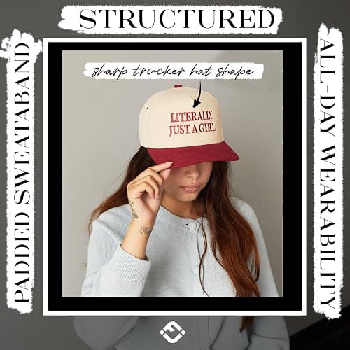 Funky Junque Two Tone Vintage Trucker Hats Men Women Corduroy Trendy Embroidered Baseball Cap Snapback Funny Gifts thumbnail 5