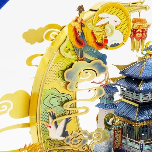 MU Moon Palace 3D Metal Puzzles for Adult to Build with Lighting Holder, DIY Metal Model Kits Building, Birthday Mother Day Mom Gift Desk Decor thumbnail 8
