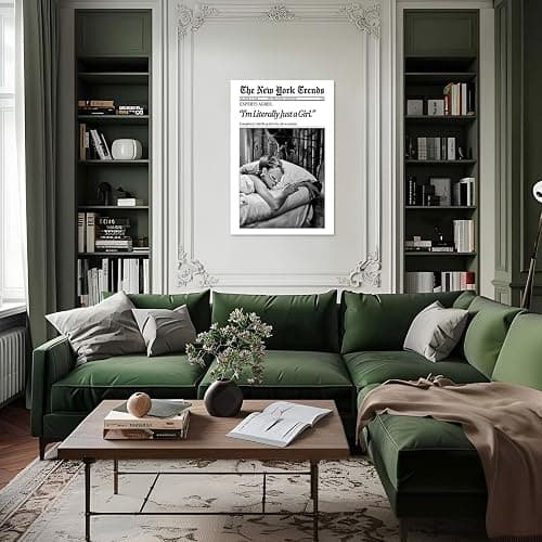 Retro “I'M Literally Just A Girl” Newspaper Poster Black And White Canvas Wall Art Funky Girl Sleep Feminist Aesthetic Prints Painting For Home Bedroom Dorm Wall Decor 8x12in Unframed thumbnail 4