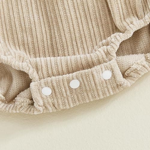 Baby Girl Bubble Romper Flower Print Long Sleeve Corduroy Bodysuit Smocked Jumpsuit Infant One Piece Fall Outfit thumbnail 7