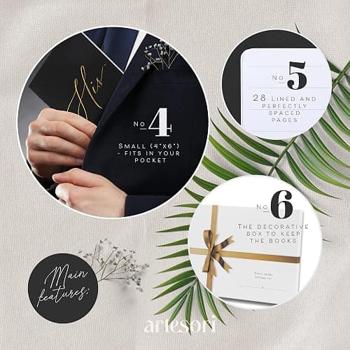 ARTESORI Premium Wedding Vow Book for Her & Him, Soft Touch, Gold Foil, 28 Lined Pages, Wedding Vow Books His and Hers, Wedding Essentials, Wedding Registry Ideas, His and Hers Gifts [Ivory & Black] thumbnail 6