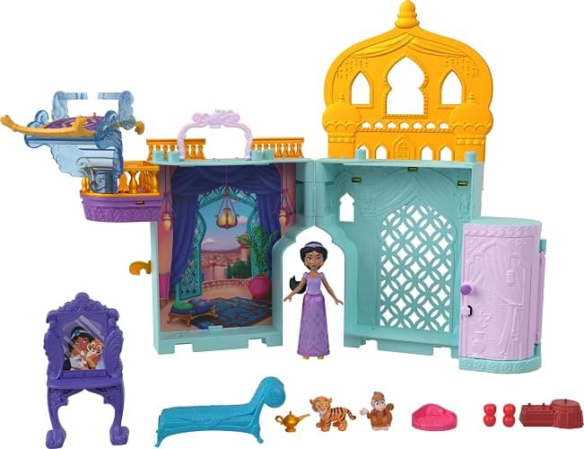 Mattel Disney Toys, Storytime Stackers Jasmine's Palace, Stackable Doll House with Small Doll, 2 Friends & 8 Pieces, Inspired by Disney's Aladdin Movie - Image 1
