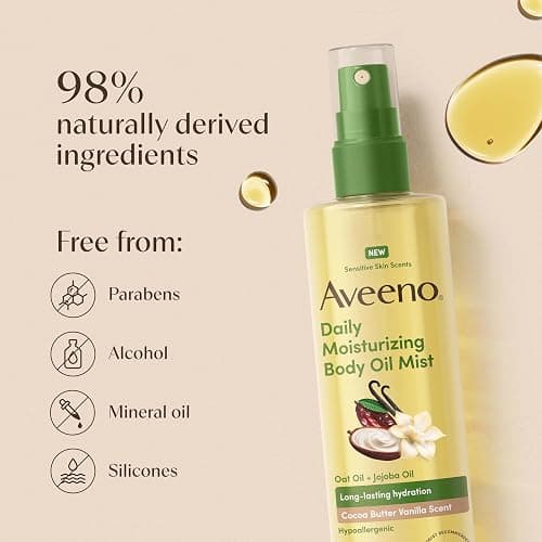Aveeno Daily Moisturizing Body Oil Mist, Cocoa Butter Vanilla Scent, 6.7 fl. oz thumbnail 6