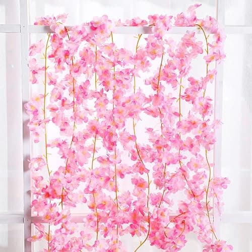 Nuenen 16 Pack 94.4ft Artificial Cherry Blossom Vines Cherry Blossom Flower Garland Hanging Silk Cute Room Decor for Japanese Kawaii Bedroom Party Wedding Spring Home Decorations (Pink) thumbnail 3