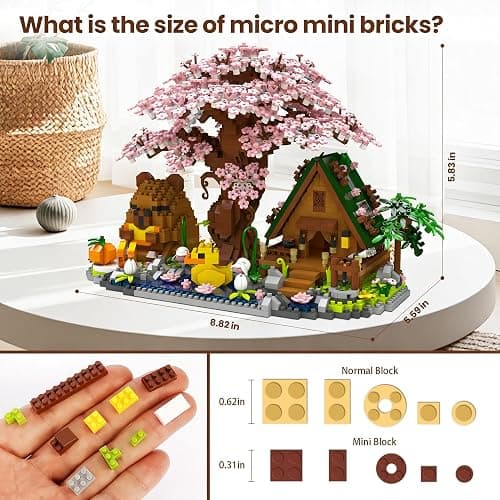 Capybara Cherry Blossom Bonsai Tree House Building Sets for Adults & Kids - 2280PCS Micro Mini Blocks, Artificial Flower for Desk, Office, Home Decor, DIY Arts & Crafts Kits, Ages 8+ Girls & Boys Gift thumbnail 3