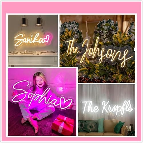 Lovewenying Custom Neon Signs, Neon Sign Customizable for Wall Decor, Personalized Neon Signs for Wedding, Neon Lights Signs for Family Birthday Bar Party Night Light, Company Logo Shop Name Business LED Signs thumbnail 2
