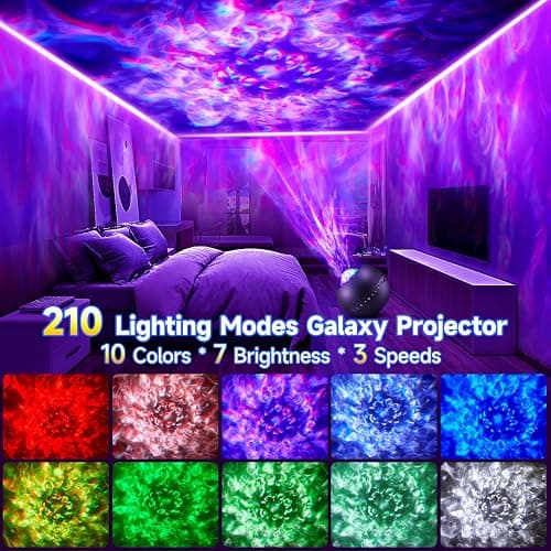 COOLNIGHT Galaxy Light Projector, 210 Light Effects Ceiling Projector with 15 White Noise, HiFi Bluetooth Galaxy Projector for Bedroom, Remote & Timer –Galaxy Projector Lights for Bedroom Adults thumbnail 2