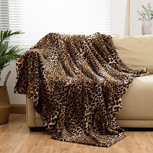 BNuitland Leopard Print Fleece Flannel Throw (50x40inch) with Storage Pouch, 300 GSM Double Sided Lightweight for Bed Sofa Travel, Super Soft Fuzzy Fluffy Cheetah Print Blanket for Babys/Kids/Pets thumbnail 3