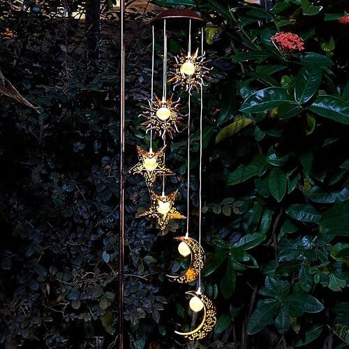 Tryme Solar Wind Chimes for Outside with Sun Moon Star Solar Hanging Lights Windchimes Outdoors Garden Decor Gifts for Mother, Grandma, Sister thumbnail 5