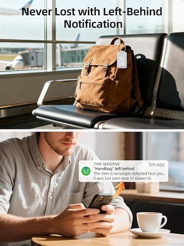 Luggage Tags, Works with Apple Find My, Leather Suitcase Tag, Rechargeable | Luggage Tag for Suitcases, Travel Bags, Backpack, Bag Tags for Travel with Privacy Flap, Smart Luggage Tracker, Gray thumbnail 5