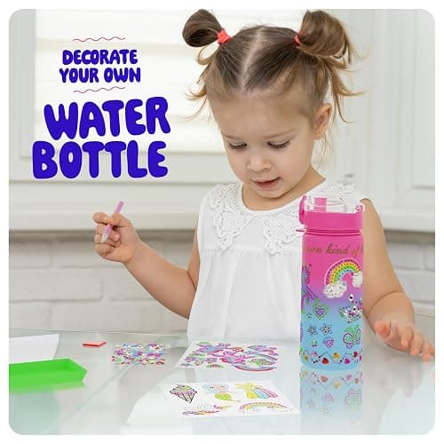 Dan&Darci Decorate Your Own Glow-in-the-Dark Water Bottle Kit for Girls - Birthday Gifts for Girl Ages 4-6 5-7 6-8 - 4 5 6 7 8 Year Old Birthday Gift Ideas - Arts and Crafts for Kids Age 6-8 thumbnail 9