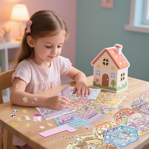 24 Sets 3D Sticker Scene, Sticker Therapy DIY, Kawaii 3D Stickers for Adults Girls Kids, Build Your Own Scene Stickers Collection Cozy Room Cute Miniature House Shop, Relief Stress Pass The Time thumbnail 2