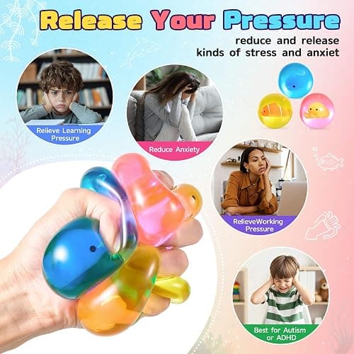 Stress Balls for Kids Adults - Squishy Fidget Toys Sensory Toys for Kids with Autism Glow in The Dark Squeeze Balls for Hand Therapy Squish Ball for Anxiety Stress Relief Easter Basket Stuffers thumbnail 3