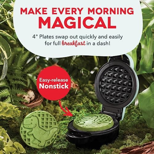 Dash MultiMaker® Mini System - Compact Waffle Maker for Family Breakfasts - Removable Griddle Plates & nonstick surface - 6 Plates - Aqua thumbnail 3