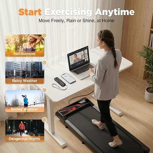 2.5HP Walking Mat with Incline pad,Under Desk Treadmill, Walking Running Pad with Remote, 3 in 1 Low Noise Small Mini Portable Treadmill with Led Screen, Compact Treadmills for Home, 265lbs Capacity thumbnail 2