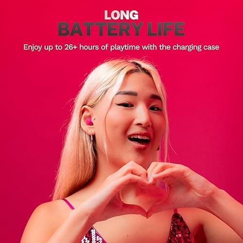 JLab Go Air Pop+ True Wireless Earbuds, in Ear Headphones, Bluetooth Earphones, 35H Playtime Ear Buds, Bluetooth Earbuds with Microphone, USB-C Charging Case, Dual Connect, EQ3 Sound, Dark Pink thumbnail 5