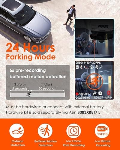 【Bundle: Vantrue E1 Lite 1080P WiFi Mini Dash Cam + CPL + Type C USB Hardwire Kit】 Vantrue E1 Lite 1080P WiFi Mini Dash Cam with GPS and Speed, Free App, Voice Control Detachable Dash Camera thumbnail 5