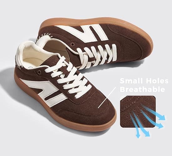 LUCKY STEP Women Classic Retro Gum Sole Fashion Sneakers Casual Tennis Skate Shoe Genuine Leather Walking Footwear Anti Slip Trainers thumbnail 4