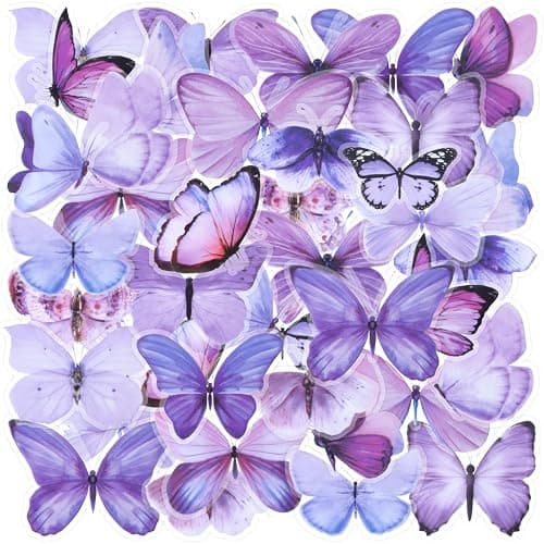 40PCS Purple Butterfly Stickers, Butterfly Stickers Waterproof for Scrapbook Journal Laptop Gift Water Bottle Cell Phone Cases for Adults Kids Aesthetic Crafts - Image 1