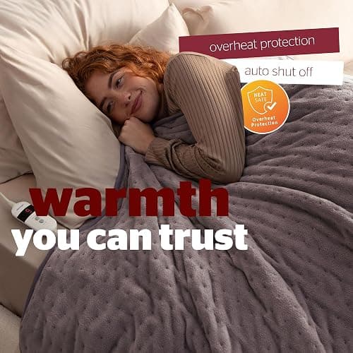 Silentnight Comfort Control Heated Throw Blanket - Luxury Fleece Electric Heated Overblanket for Sofa Bed with 9 Heat Settings, Fast Heat-up and Safety Shut Off - Machine Washable - 120x160cm - Grey thumbnail 5