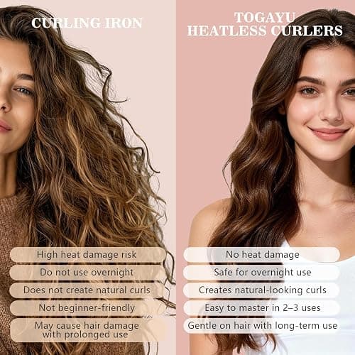 Togayu Heatless Curls Overnight Set for Long Hair, No Damage Hair | Jumbo Flexi Rod for Satin Scarf, Comfortable Hair Curlers to Sleep In for Blowout Look Medium & Long Hair thumbnail 5
