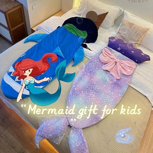 Nalexmi Mermaid Kids Sleeping Bag with Pillow, Large Animal Slumber Bag, Machine Washable, Perfect for Camping, Travel, Sleepovers & Indoor Play, Slumber Bags for Kids with Pillow, Girls thumbnail 5