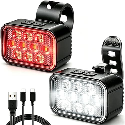 Victoper 10 LED Bike Light, 8+9 Modes USB Rechargeable Bicycle Lite, High Lumens Super Bright Bike Headlight & Taillight Set, Waterproof Safety Bike Front & Rearlight for Road, Night Riding - Image 1