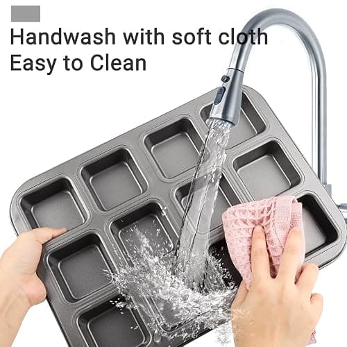 Beasea Brownie Pan with Dividers, 2 Set All Edges Square Cupcake Brownie Pans 12 Mini Cavity Non Stick Baking Carbon Steel Bread Mold Small Edge 3x4 Individual Cutter Sheet Tray for Cake Cookie Oven thumbnail 5