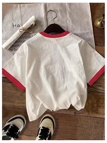 RoseSeek Girls Cherry Shirt Short Sleeve Colorblock Graphic Tees Cute Summer Shirts Y2k Aesthetic Clothes thumbnail 2