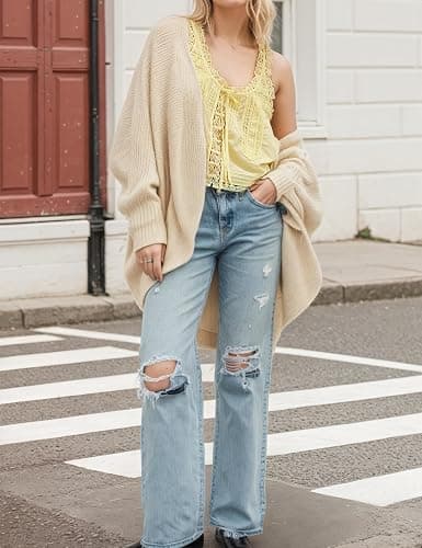 Womens Summer Boho Lace Tie Front Relaxed Fit Thin Sheer Tank Flowy Vest Tops Button Down Sleeveless Y2K Clothes thumbnail 5