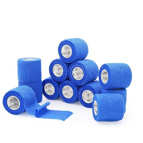OK TAPE Self Adherent Cohesive Bandages Wrap 12Packs 2" x 5 Yards | Non-Woven Elastic for Thumb Finger Wrist Ankle Self Adhesive Bandage Wrap Breathable Vet Wrap Bandages Tape (Sapphire Blue) - Image 1