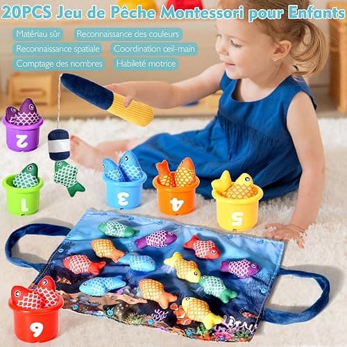 Yitical Jouet Bebe 1 an, Montessori Pêche a la Ligne Jeux pour Enfant 1 2 Ans, Educatif Jouet Bébé, Cadeau pour Fille Garcon 1-3 Ans 6 12 18 Mois thumbnail 2