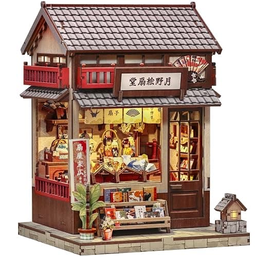 CUTEBEE Book Nook Kit - DIY Miniature House Japanese Fan Shop Dollhouse Kit for Adults and Teens, Booknook Tiny House Bookshelf Decor 3D Wooden Puzzle, Gifts for Family, Friends (Tsukino Eogi-dou) - Image 1