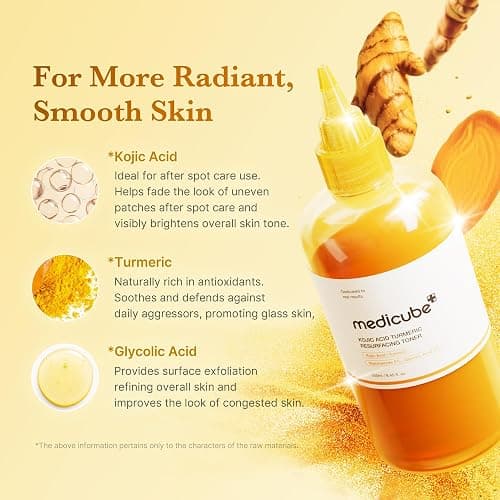 medicube Kojic Acid Turmeric Smoothing Toner for Face & Body | Lightweight Toner for Balancing Uneven Skin Tone & Texture | Niacinamide, Glycolic Acid for Clear Glass Skin | 8.45 fl.oz thumbnail 3
