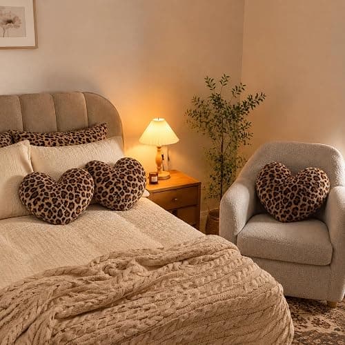 MQumirrin Leopard Heart Pillow Small Cheetah Print Love Pillows Soft Faux Fur Heart Shaped Decorative Pillow Cushion for Bed, Sofa, Couch, Bedroom & Living Room 13 x 10 Inch thumbnail 7