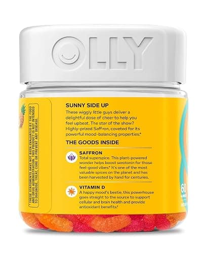 OLLY Hello Happy Gummy Worms, Mood Balance Support, Vitamin D, Saffron, Adult Chewable Supplement, Tropical Zing - 60 Count thumbnail 11